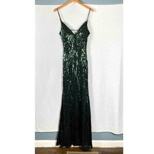 Windsor Green and Black Sequin Formal Gown / Dress Womens Size M